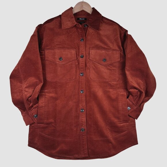 Madewell Womens Corduroy Twill Oversized Thick Shirt-Jacket XS Mahogany NWT $118 - Picture 2 of 11